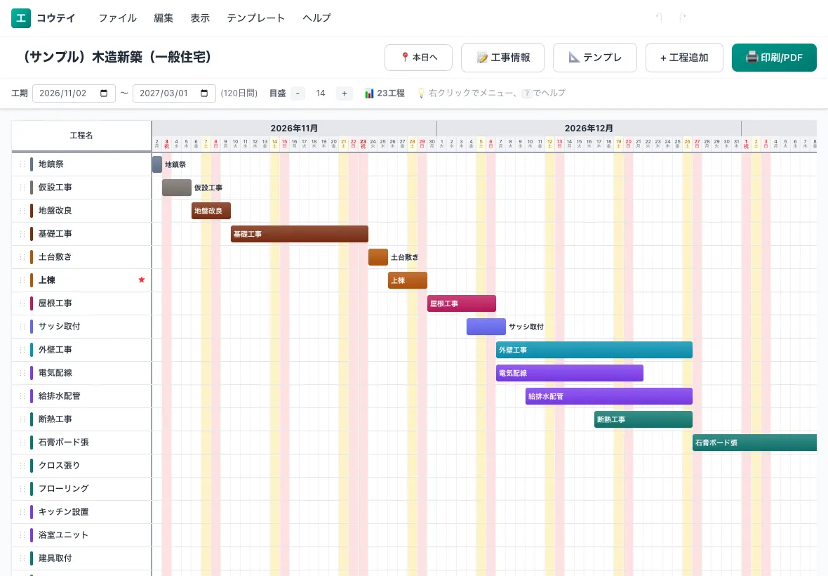 iPadで開いたコウテイの工程表